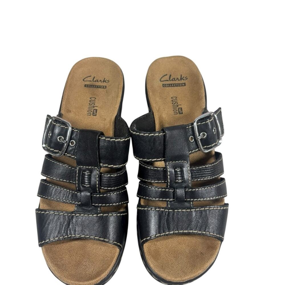 Clarks Lexi Alloy leather open toe slide sandals size 6M